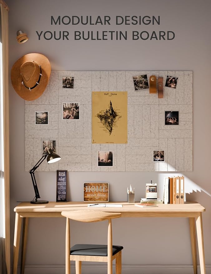 Fluxynara Large Felt Bulletin Board 48" x 36" Cork Board Alternative - 6 Pack with 40 Safe Removable Adhesive Tabs, Cork Boards for Walls for Home Office Classroom Pin Board-Light Gray