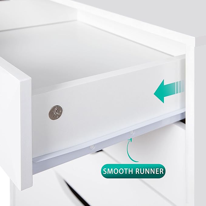 Naomi Home Debbie 7-Drawer Craft & Office Storage Cabinet, White – Rolling File Cabinet with Wheels, Chic Design for Supplies & Folders, 15.7" D x 18.9" W x 34.2" H