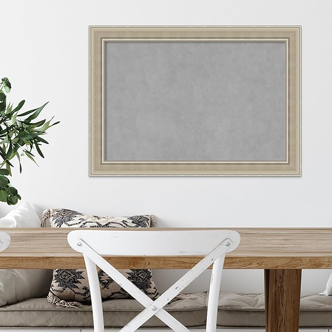 Amanti Art Silver Framed Magnetic Board 20x28 Medium Vision Board for use with Magnets, 100% Metal Sheet to Display Items as Office Decor or for Home Organization in mudroom, Kitchen or Kids Room