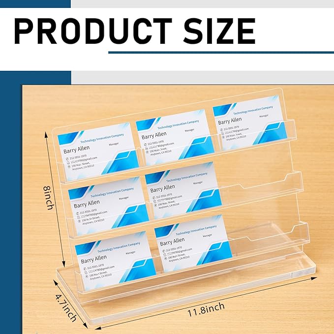 Dunzoom Business Card Holder for Desk 9 Slots Clear Gift Card Display Acrylic Business Holder Display Stand Multiple Organizer for Office Meeting Exhibition Home