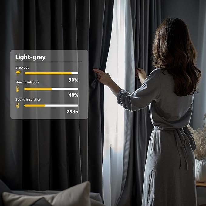 Cbsroro Room Divider Blackout Curtain Track Curtains Wall Dividers Panels Screen for Living Rooms Bedroom Office Privacy Partition Separation, W120 × L84 Inch,1 Panel, Light Grey