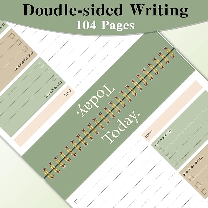 To Do List Notepad - Daily Planner Notepad Undated 52 Sheets Tear Off, 6.5" x 9.8" Checklist Productivity Organizer with Hourly Schedule for Tasks (Dark green)