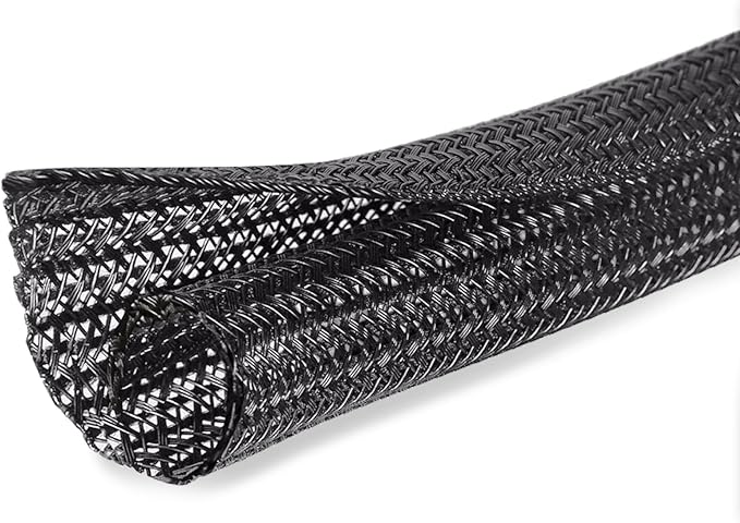 Moxita 25ft - 3/4 inch Cord Protector Cable Sleeve Split Wire Loom Tubing for Power Cord Audio USB Cable, Wire Cover Cable Management Sleeve for TV Computer, Cord Protectors from Pets Chewing, Black
