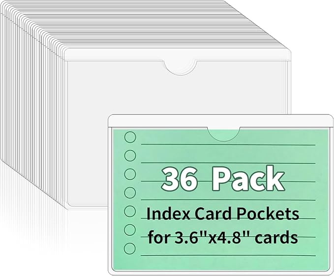 NIUBIER Storage Bin Labels, 36 Pack 3x4.5 Index Card Holder, Clear Adhesive Pockets, Removable Tote Labels Stickers for Packing Moving Box & Containers, Easy Peel Off