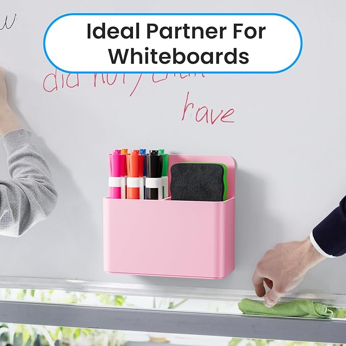First-zgel 3 Pcs Magnetic Pen Holder, Magnetic Dry Erase Marker Holder, Wall Marker Pencil Holder for Fridge, Whiteboard Marker Holder for School, Office, Home, Locker Accessories (Pink)