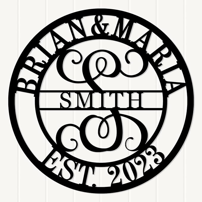 Personalized last name sign, Monogram Letter with First Last Name, Split Letter Name Sign, Metal Name Sign, Monogram wall decor, Family Name Signs, Anniversary Wedding Gift