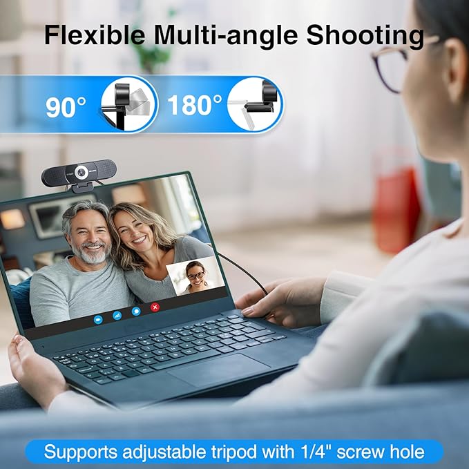 EMEET C980 PRO 3-in-1 4K Webcam with Microphone and Speaker, 60°-98° Wide Angle Webcam w/ 4 Noise Cancel Mics, 2 Speakers, Fixed Focus, Magnetic Privacy Cover, Great for Group and Personal Video Calls
