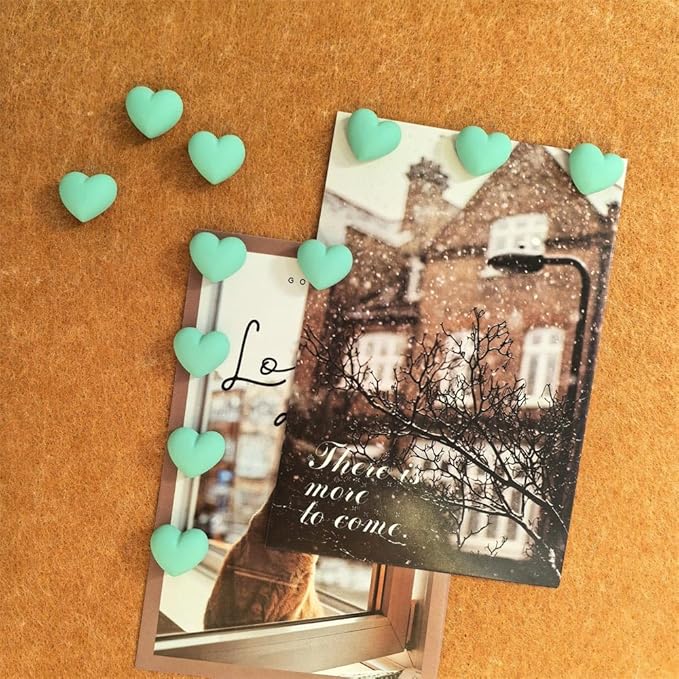 Aoxsie 28pcs Decorative Cute Push Pins Heart Green Thumbtacks Thumb Tacks Pushpins for Bulletin Cork Boards Office Products