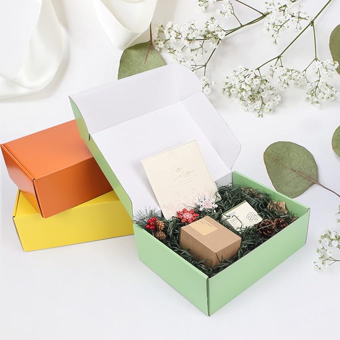 PHAREGE 12x9x4 inch Gift Shipping Boxes Bulk 18 Pack 6 Colors, Tab Lock Tuck Top Mailing Boxes for Packaging Small Business, Medium Cardboard Mailer Boxes for Wrapping Present