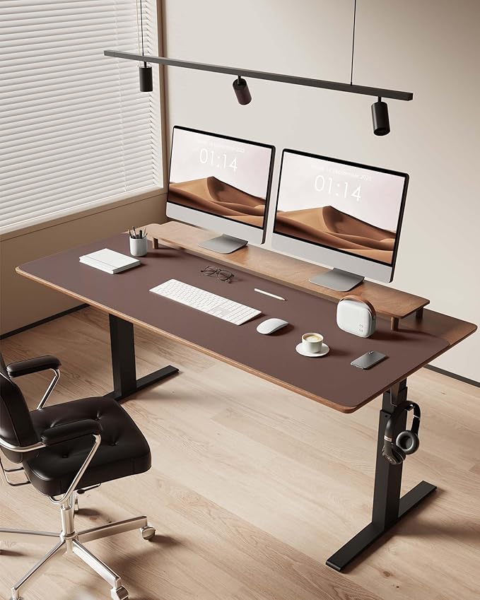YSAGi Leather Desk Protector, Office Mat, Large Mouse Mat, Non-Slip PU Leather Blotter, Laptop Desk, Waterproof Writing Pad for Office and Home (Chocolate, 47" x 17")