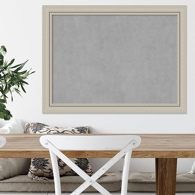 Amanti Art Silver Framed Magnetic Board 24x32 Medium Vision Board for use with Magnets, 100% Metal Sheet to Display Items as Office Decor or for Home Organization in mudroom, Kitchen or Kids Room