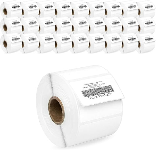 HOUSELABELS 2.25" x 1.25" Address Labels on 1" Core Compatible with Zebra and Rollo Printers, 28 Rolls / 1,000 Labels per Roll