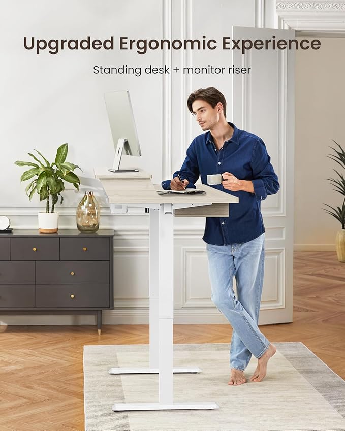 ErGear Electric Standing Desk with 4 Drawers, Height Adjustable Desk with Storage, C-Clamp Mount Compatible, Computer Home Office Table with Cable Management Tray