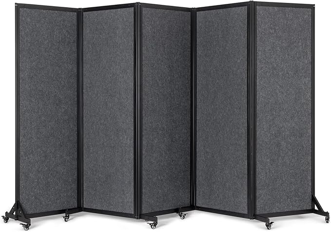 Strongbird Office Divider,Room Partition, Privacy Partition Separator,Portable Commercial Screen Dividers,Classroom School Dividers,10'6"W x 6'7"H,5 Panel,Grey