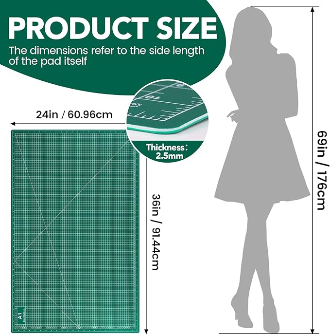 CLOYAN Large Cutting Mat 24"x36", 1 Pack Double-Sided 5-Ply Self Healing Sewing Cutting Mat, Cutting Mats Board for Crafts-Sewing, Fabric, Quilting, Scrapbooking Project