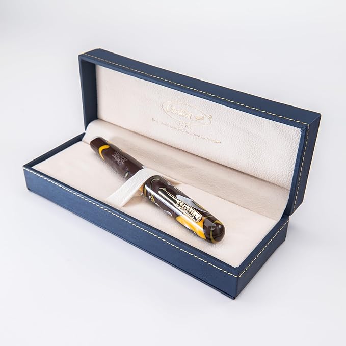 Conklin All American Fountain Pen in Yellowstone – Medium Nib, Unique Yellow, Brown & White Design – Ideal Gift for Professionals & Pen Collectors