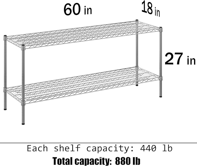Regal Altair 18" Deep x 60" Wide x 27" Height Wire Shelving Kit | 2-Tier | NSF Commercial Storage Rack Unit