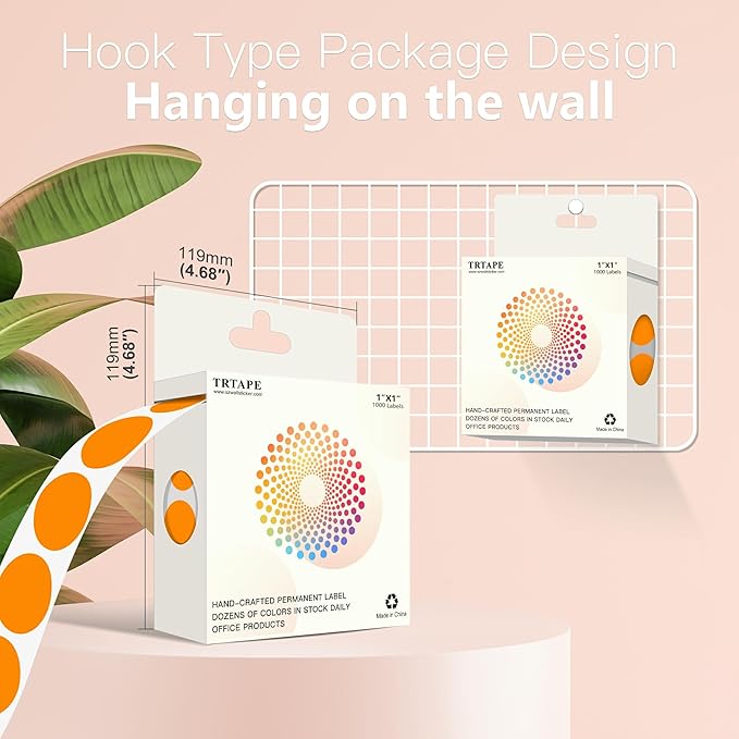 1 Inch Round Color Coding Labels, 1000 Dots Per Roll Orange Color Coded Dot Stickers, Round Color Dot Labels for Organizing, Filing, and Storage