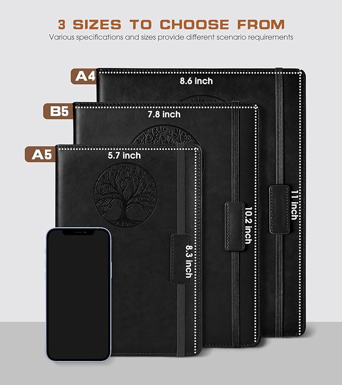 Biuwory Lined Journal Notebook for Women Men,256 Pages B5 Large Hardcover Leather Journals for Writing,Travel,Business,Work & School,College Ruled Notebooks for Note Taking,Diary Notepad 7.8"×10.2"