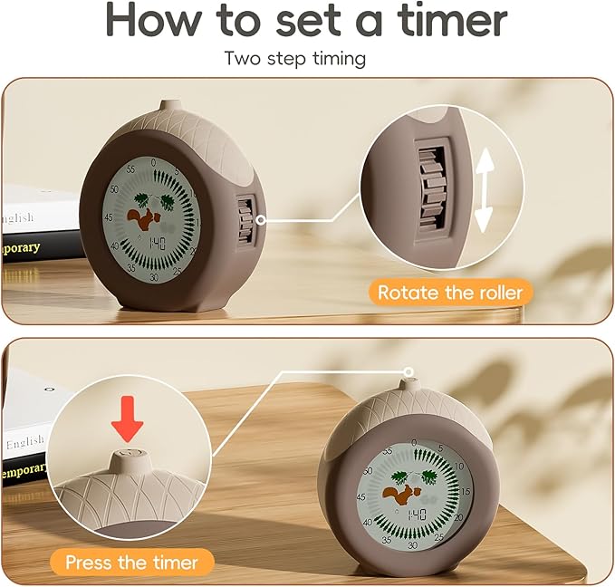 Visual Timer for Kids, 299-Minute Cute Kids Squirrel Timer, ADHD Autism Toddler Support, Visual Timer for Classroom, Homeschool Supplies Study Teaching Time Management Tool