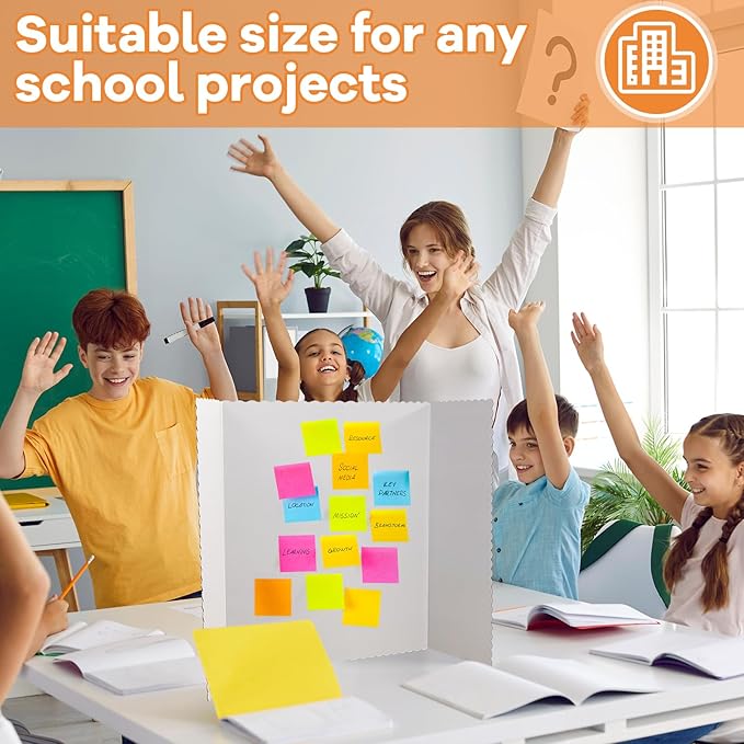 Henoyso 8 Pcs 22 x 38 Inch White Trifold Poster Board Large Tri Fold Presentation White Display Board Foldable Paperboard for Science Fair School Business Project Exhibition