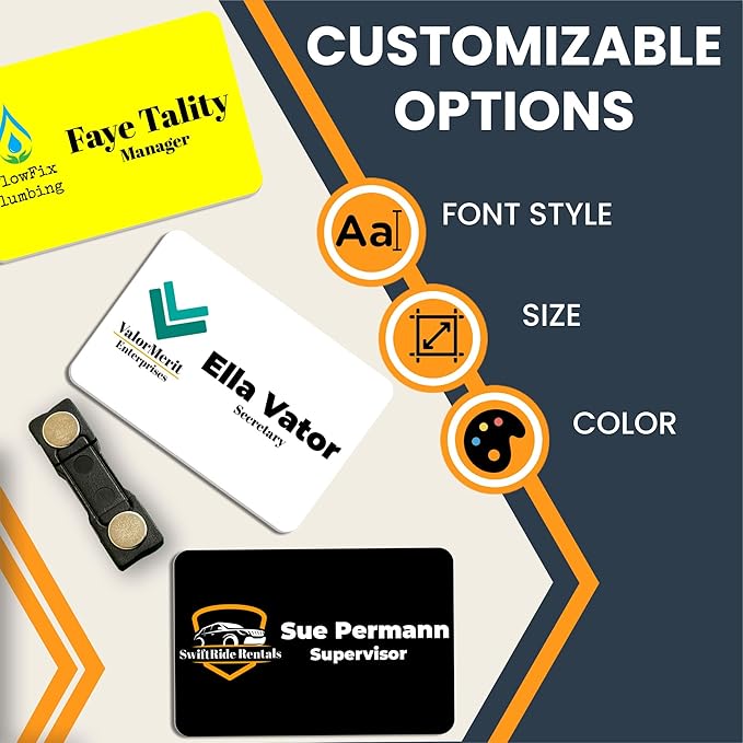 Magnet Me Up Custom Printed Magnetic Name Tag Badge with Logo (Left), 2x3 inch, Full-Color Customizable Identification Label, for Schools, Offices, Businesses, Made in USA