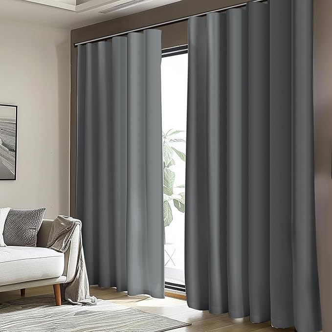 Cbsroro Room Divider Blackout Curtain Track Curtains Wall Dividers Panels Screen for Living Rooms Bedroom Office Privacy Partition Separation, W120 × L120 Inch,1 Panel, Light Grey