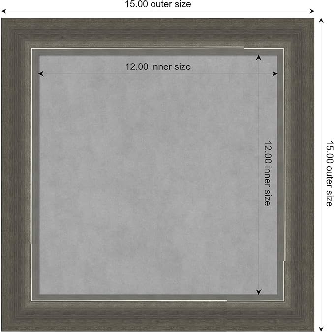 Amanti Art Silver Framed Magnetic Board 15x15 X-Small Vision Board for use with Magnets, 100% Metal Sheet to Display Items as Office Decor or for Home Organization in mudroom, Kitchen or Kids Room