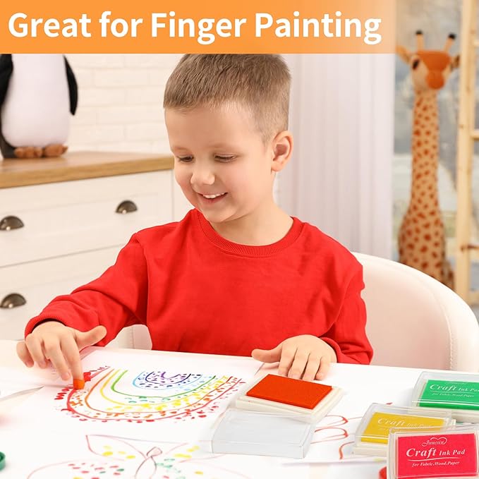NIUBIER 15 Colors Craft Ink Pads, Washable Finger Stamp Pad for Kids Finger Painting, DIY Crafting, Paper, Wood Fabric, Rubber Stamps, Scrapbook Supplies