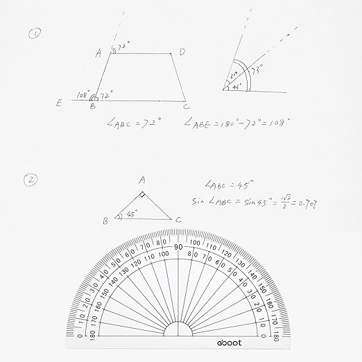 eBoot 28 Pack Clear 180 Degree Plastic Protractors for Angle Measurement, 10 cm