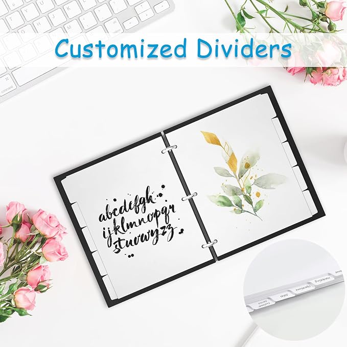 Binder Dividers for 3 Ring Binder, 1/5 Cut Tabs, Letter Size, Blank Write On Page Dividers with 5 Big Tabs for School Office Home, 4 Sets, 20 Dividers, White