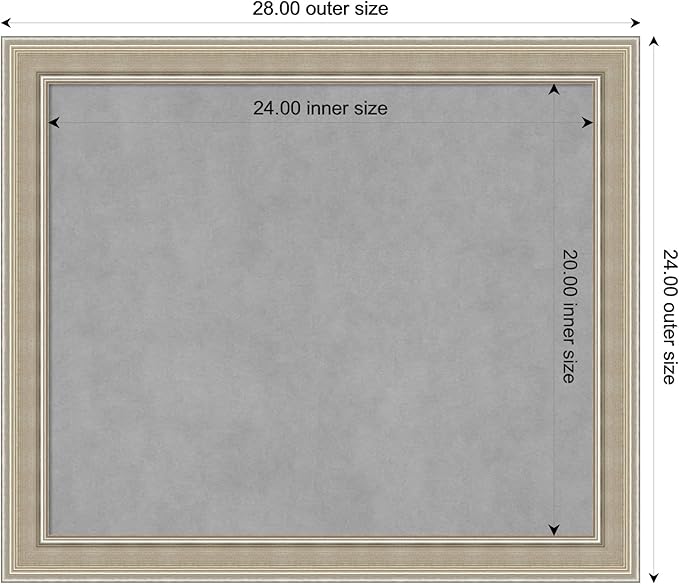 Amanti Art Silver Framed Magnetic Board 24x28 Medium Vision Board for use with Magnets, 100% Metal Sheet to Display Items as Office Decor or for Home Organization in mudroom, Kitchen or Kids Room
