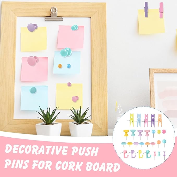 600 Pcs Decorative Push Pins, Colorful Thumb Tacks 6 Types Cute Push Pin Clips for Bulletin Board Wall Cork Board Colorful Classroom Decor Teacher Must Haves Supplies School Crafts Project