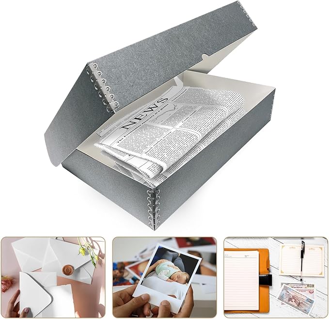 Lineco, 10x15 Clamshell Archival Folio Storage Box, 3" Deep, Acid-Free with Metal Edge Preservation Box. Preserves Picture Magazines Longevity, Organize Photos or Documents, Artwork, DIY, Pack of 2