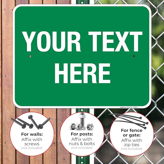 Personalized Custom Green Background Customize for Office, Business, Workplace, Home, Airbnb, Delivery Sign, 18x24 Inches, Rust Free .063 Aluminum, Fade Resistant, Made in USA by Sigo Signs