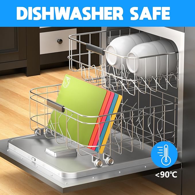 10 Pieces Flexible Cutting Boards, BPA Free Plastic Cutting Boards for Kitchen, Non Slip Cutting Mat for Meat and Vegetables, Thanksgiving