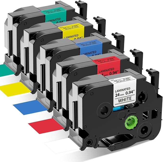 Labelife TZe 24mm Label Maker Tape Replacement for Brother P Touch TZe TZ Tape 24mm 0.94 Laminated Tze-251 451 551 651 751 1 inch for Brother Ptouch PTD600 PT-D610BT PT-P710BT PTP750W, 5-Pack