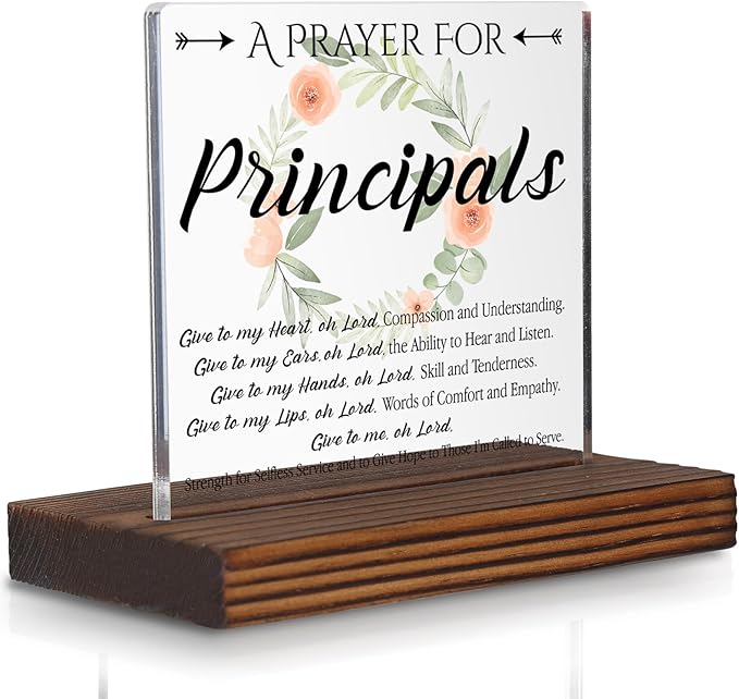 Principal Prayer Desk Sign, Inspirational Christian Gift for School Leaders Graduation Birthday Christmas, Faith-Based Office Decor for Principal Appreciation and Recognition PA112