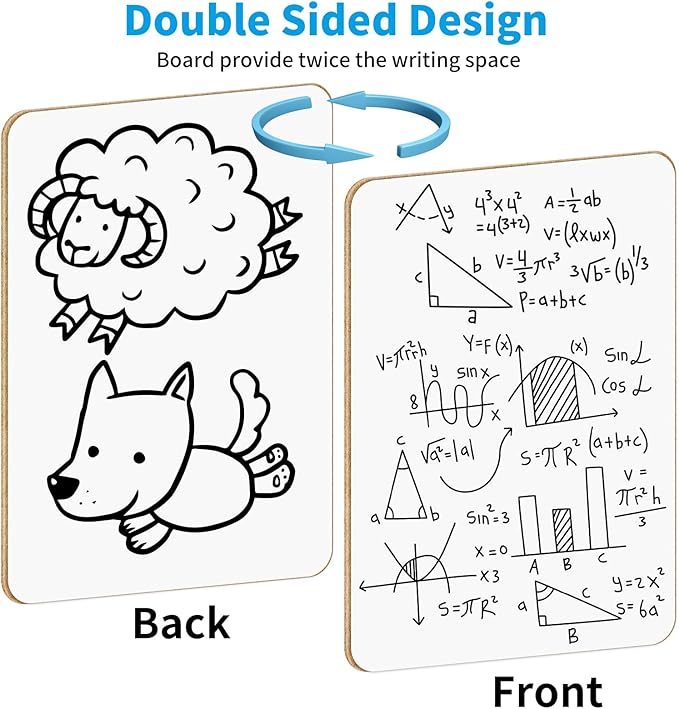 OSIMIG 12 Pack Small White Board Dry Erase, Mini Dry Erase Board 9" x12”, Double Sided Personal Whiteboards with 12 Erasers, White Boards for Students Teachers School Supplies