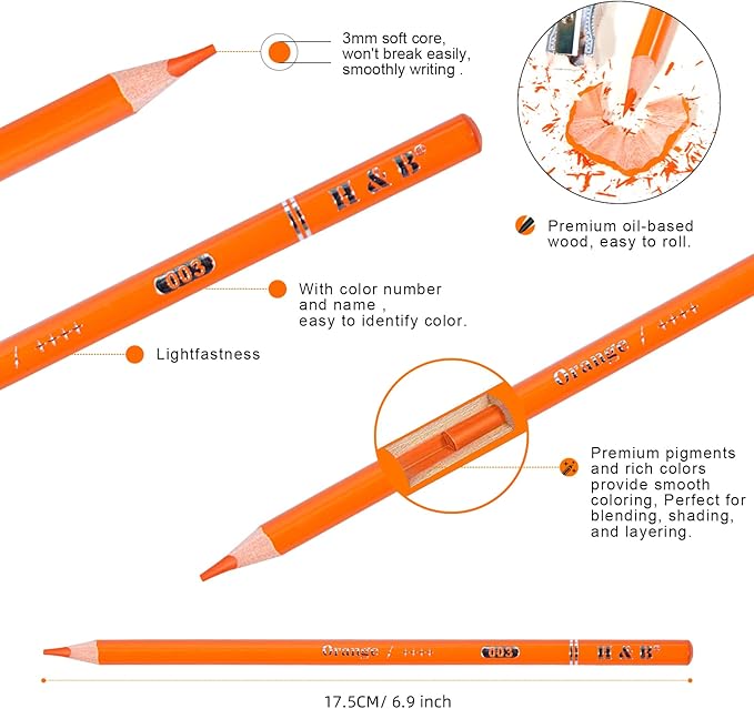 H & B 72 Colored Pencils Set, Art Pencil Kit for Adult Coloring,Oil Based Soft Core, Ideal for Coloring Sketching Shading,Art Set for Kids Teens Beginner Wooden Color Pencils