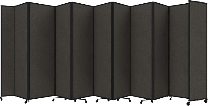 Versare Room Divider 360 Portable Wall Partition | Folding Panels | Large Freestanding Divider | Locking Wheels | Temporary Room Separator | 25' x 7'6'', Mocha