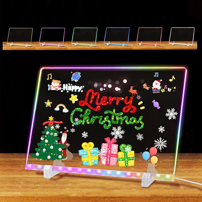 SetGame LED Drawing Board for Kids, 16 Inch Doodle LED Note Boards with Colors, 2026 Birthday Gifts for Boys Girls Ages 5 6 7 8 9 10 12+ Year Old, Magic Glow Art Toys for 6 7 8 9 10 Year Old