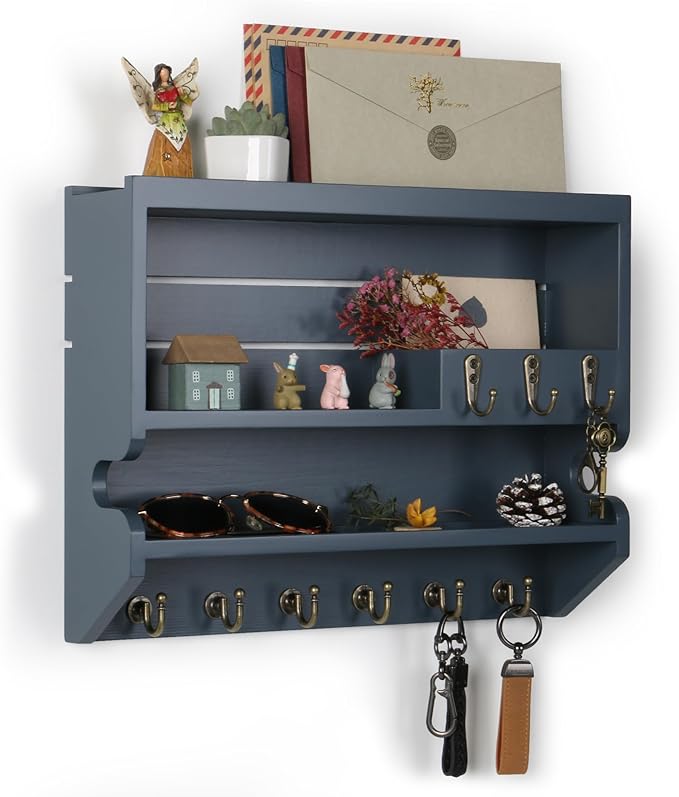 Mutsault Key Holder for Wall, Mail Organizer Wall Mounted, Gray