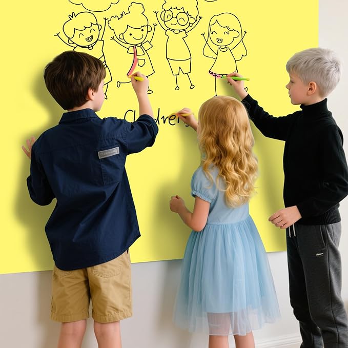 Magnetic Glass Whiteboard - 48"x36" Frameless Glass Dry Erase Board for Walls, Office, School & Home - Yellow