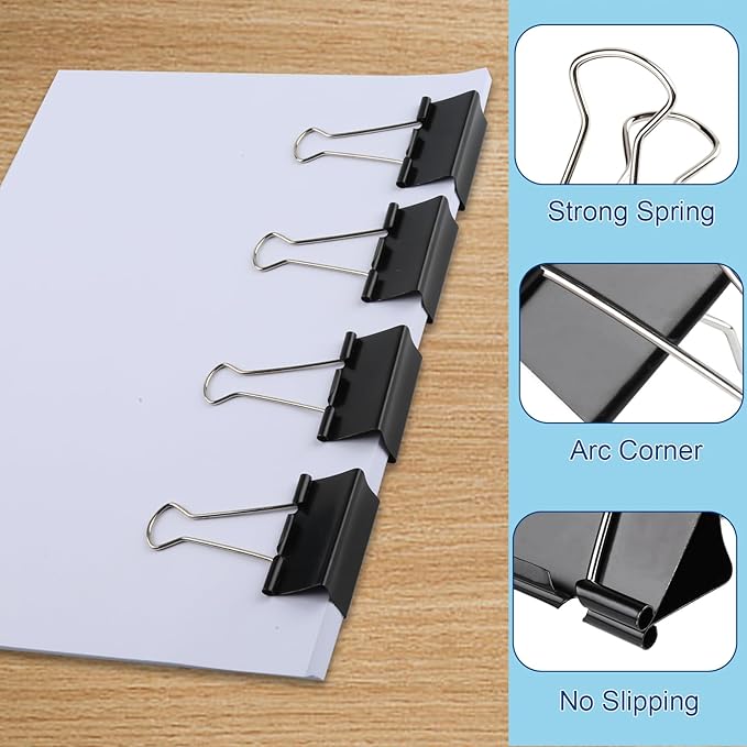 Ufmarine 72 Pcs Large Binder Clips 1.6 inch Length, Big Paper Clips for Office