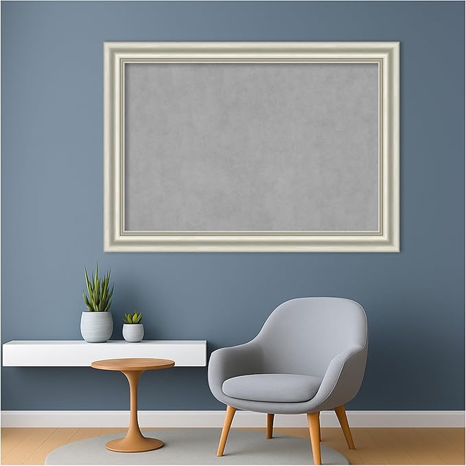Amanti Art Silver Framed Magnetic Board 30x42 Large Vision Board for use with Magnets, 100% Metal Sheet to Display Items as Office Decor or for Home Organization in mudroom, Kitchen or Kids Room