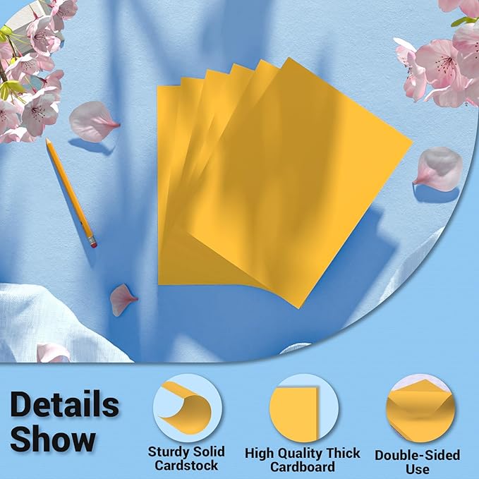 Cardstock 8.5 x 11, Thick Printer Paper 75 lb/200 gsm, 40 Sheets Card Stock Yellow, Heavy Card stock, Art CardStock Paper for Invitations, Diy Cards, Business Cards, Menus, Crafts, Drawing etc