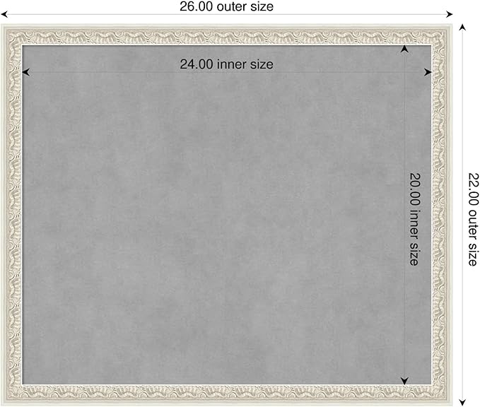 Amanti Art Silver Framed Magnetic Board 22x26 Medium Vision Board for use with Magnets, 100% Metal Sheet to Display Items as Office Decor or for Home Organization in mudroom, Kitchen or Kids Room
