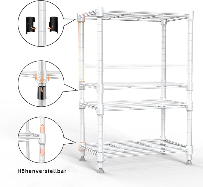 M MZG 450 lbs Wire Storage Shelving 3-Tier Utility Shelving Unit Steel Organizer Wire Rack for Home,Kitchen,Office,White (11.8" D x 17.7" W x 26.4" H)
