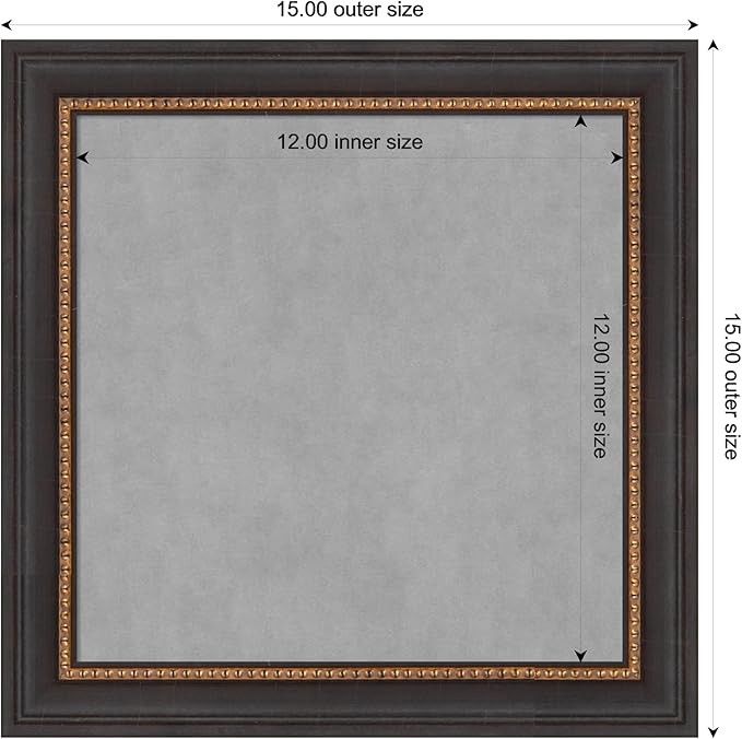 Amanti Art Black Framed Magnetic Board 15x15 X-Small Vision Board for use with Magnets, 100% Metal Sheet to Display Items as Office Decor or for Home Organization in mudroom, Kitchen or Kids Room